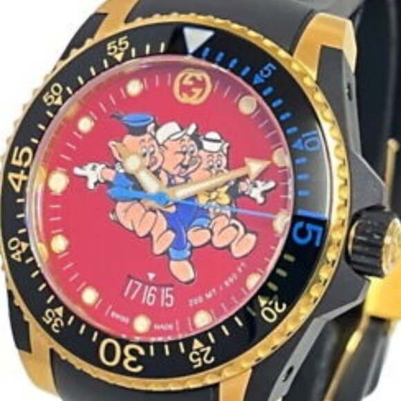 Gucci Watch "Limited Edition" Disney "Three Little Pigs", Swiss Made, YA136325 - Picture 1 of 6